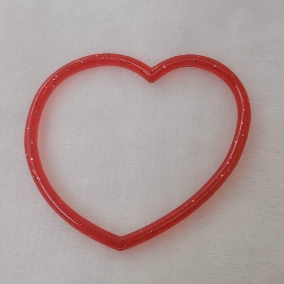 Shiny Plastic Heart Shaped Bracelet Red Embeded Glitter Bangle for Child - Picture 2 of 4